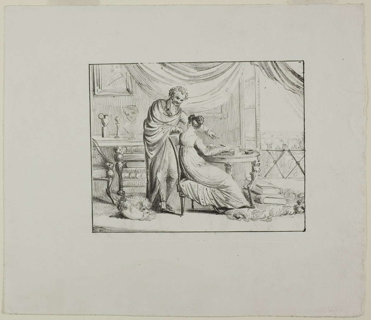 Denon Instructing a Young Woman Drawing on a Lithographic Stone by Dominique Vivant Denon