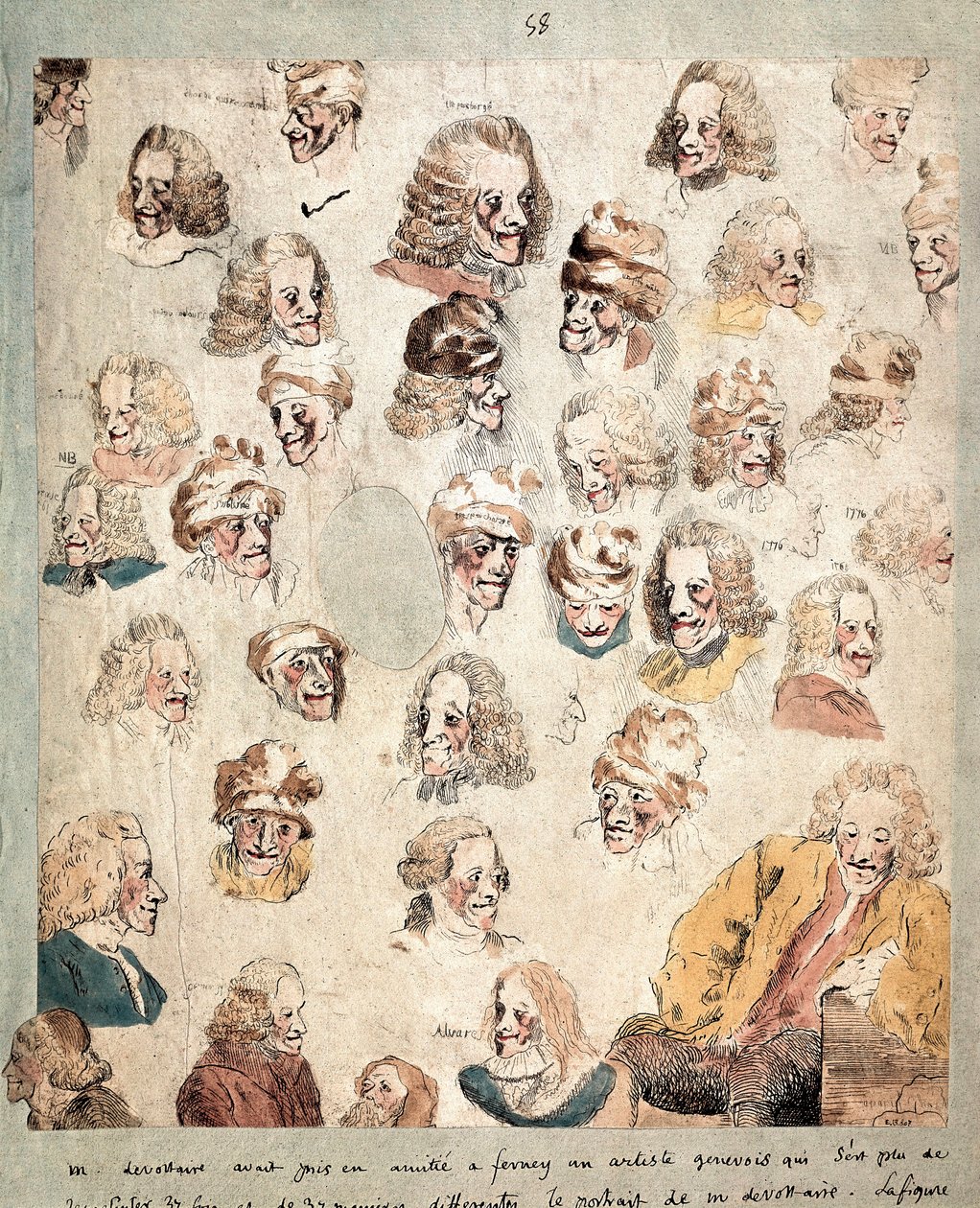 Different Airs in 30 Heads of Voltaire by Dominique Vivant Denon