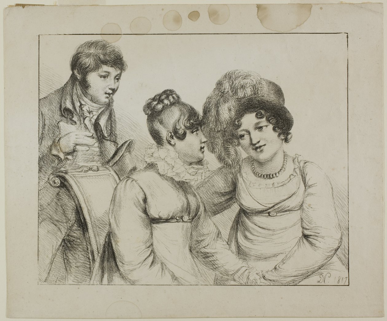 Man and Two Women Conversing by Dominique Vivant Denon