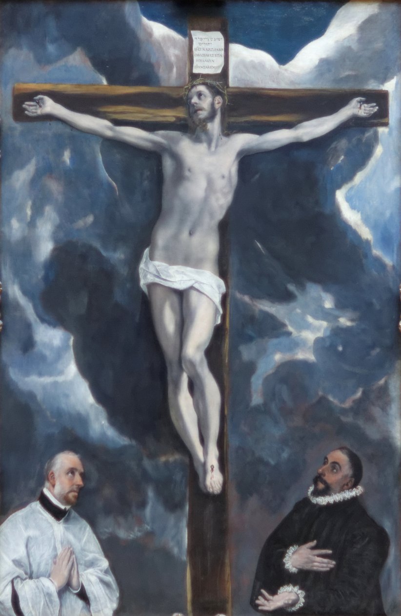 Christ on the Cross Adored by Two Donors by El Greco