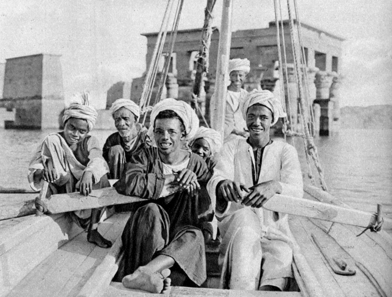 Berberin Boatmen, Flooded Isle of Philae, Egypt by Donald McLeish