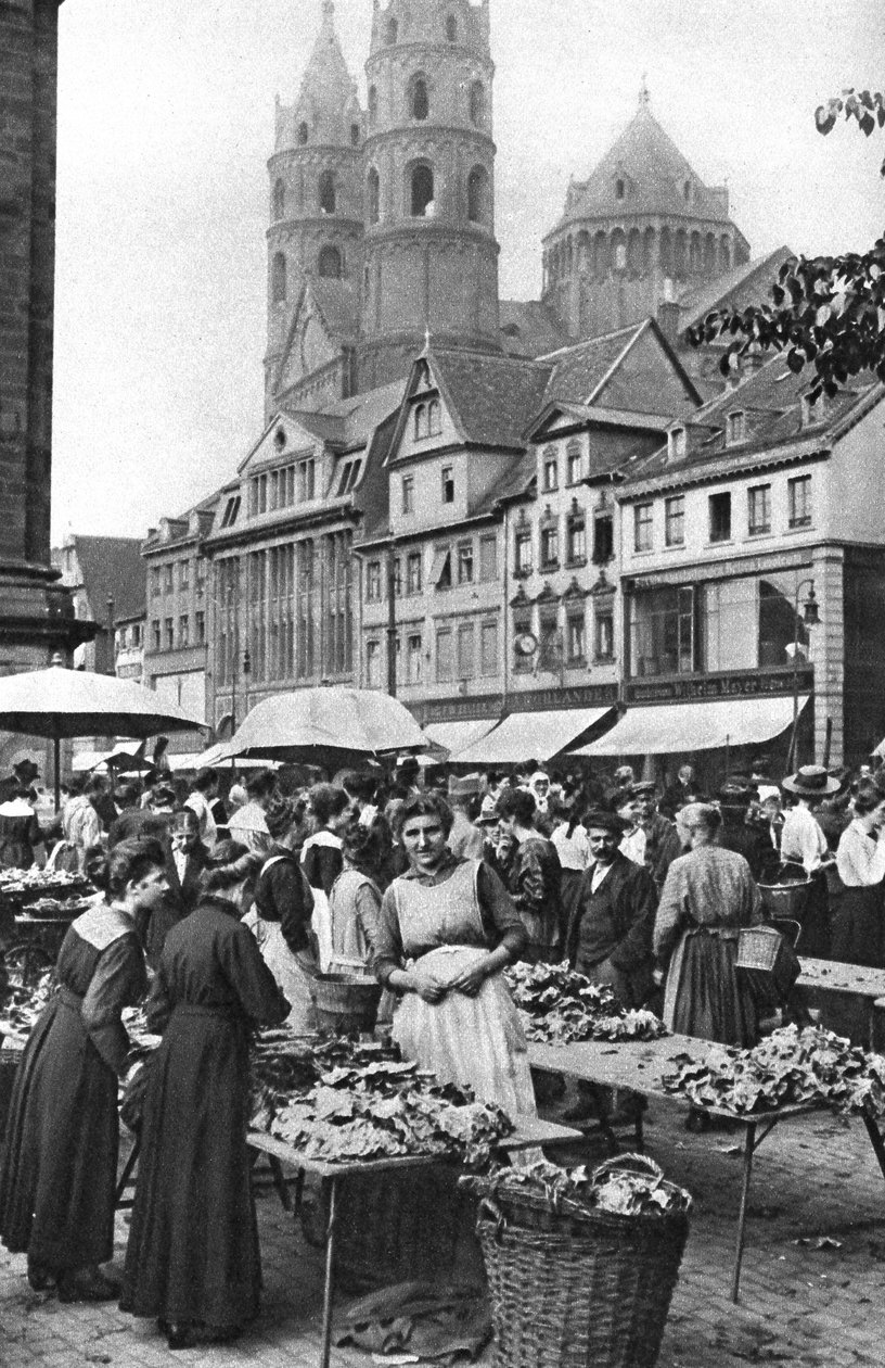 The market place at Worms Cathedral, Worms, Germany by Donald McLeish