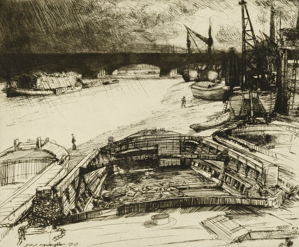 Wind and Rain on the Thames by Donald Shaw MacLaughlan