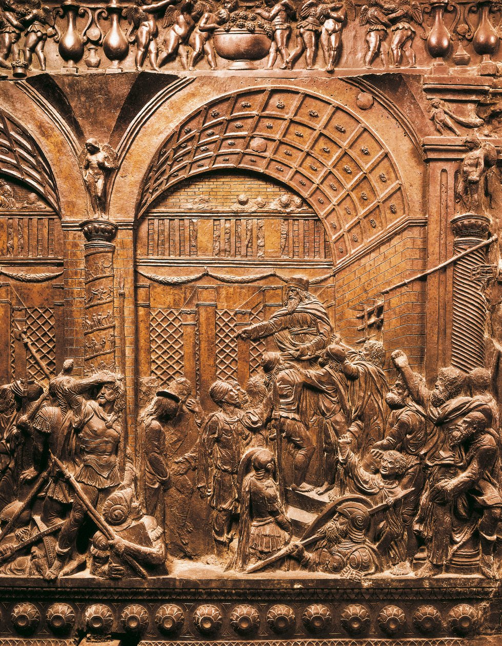 Christ before Caiphas (1460, Bas relief on bronze) by Donatello