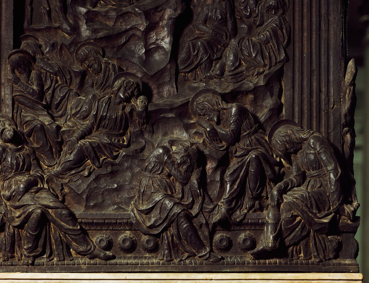 Worship in Garden, (detail) from left pulpit, by Donatello, Basilica of St Lawrence, Florence, Italy by Donatello