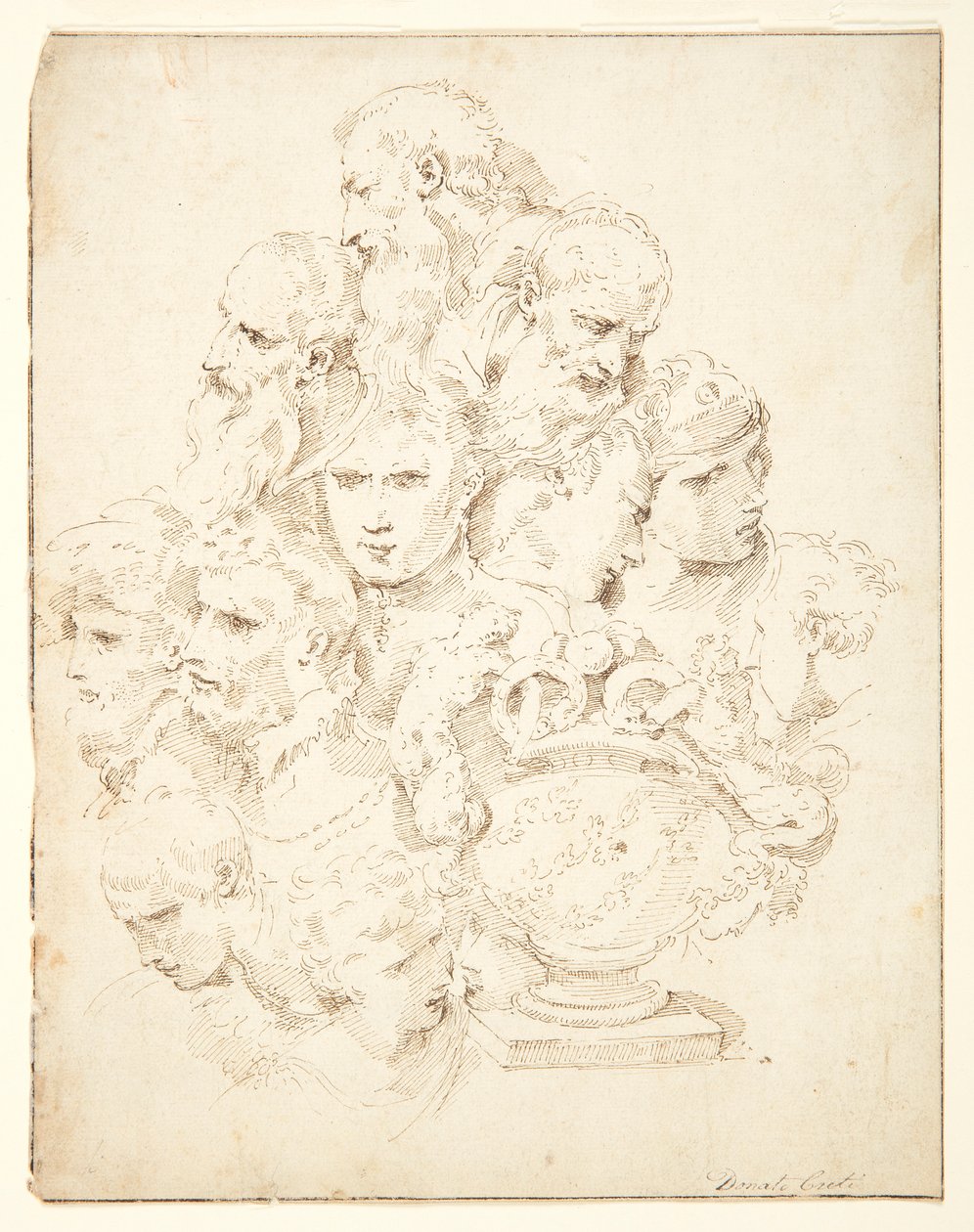 Fantasy Composed of Heads and a Sculpted Urn by Donato Creti