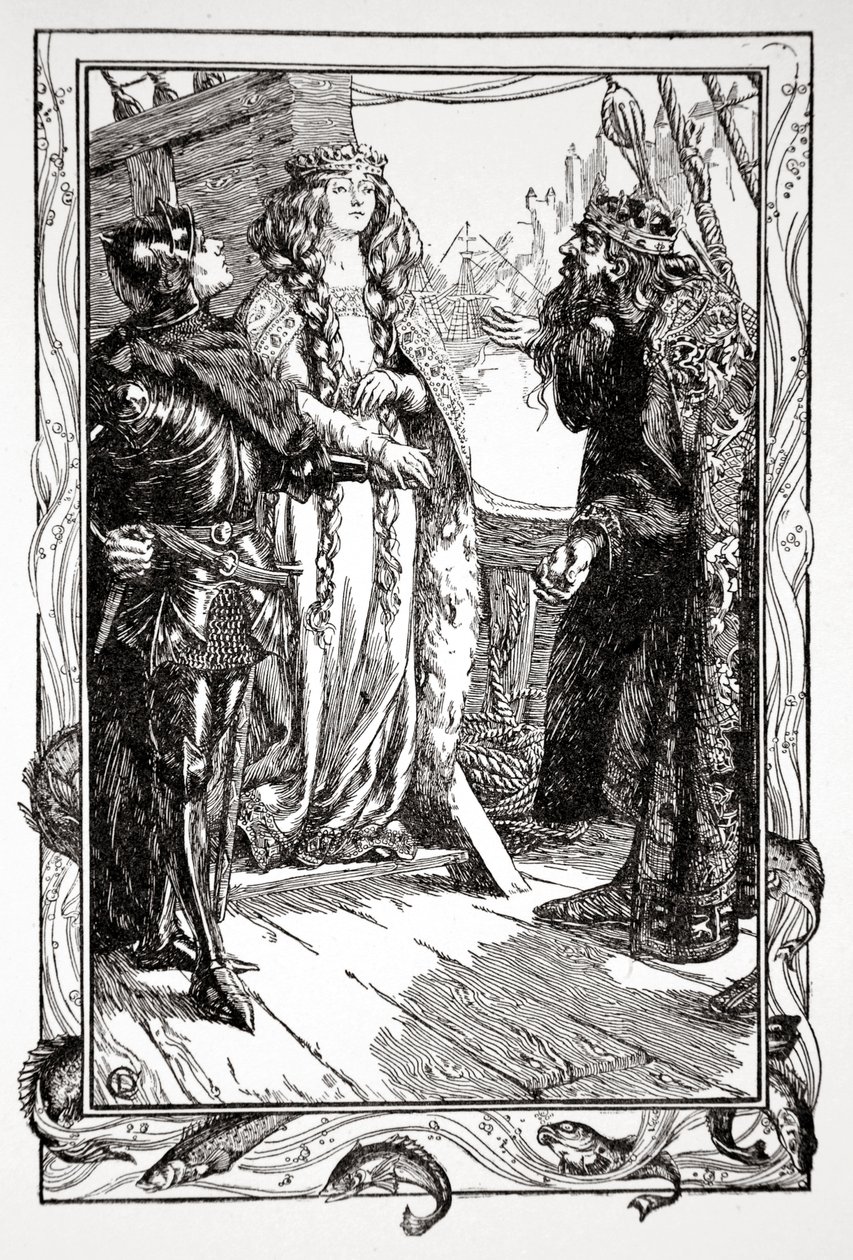 King Anguish Gives Isolt to Sir Tristram by Dora Curtis