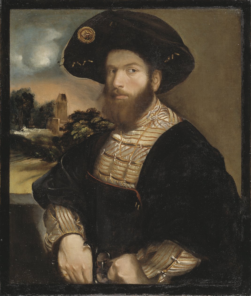 Portrait of a Man Wearing a Black Beret by Dosso Dossi