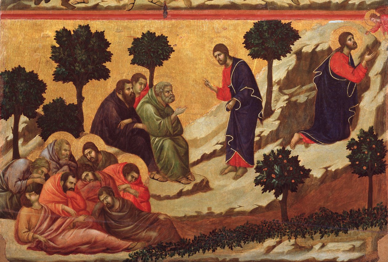 Agony in the Garden. Maesta Altarpiece by Duccio di Buoninsegna
