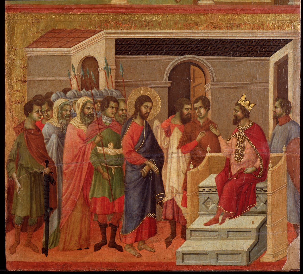 Jesus in Front of Herod: Maesta Altarpiece by Duccio di Buoninsegna