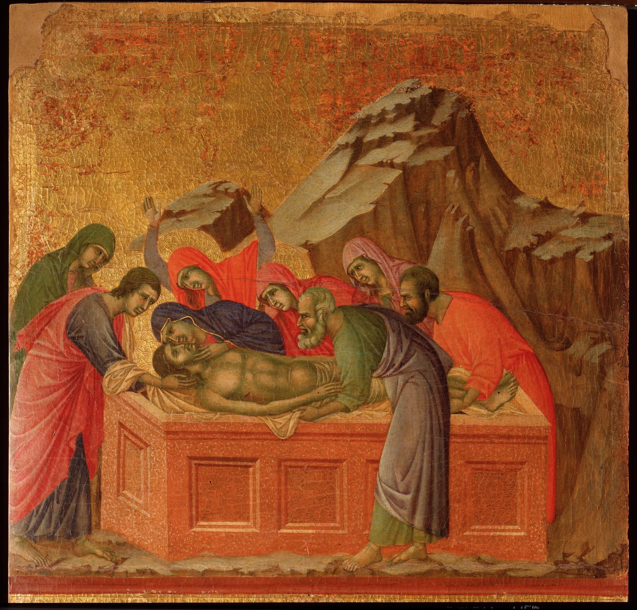 Passion: The Entombment. Maesta Altarpiece by Duccio di Buoninsegna