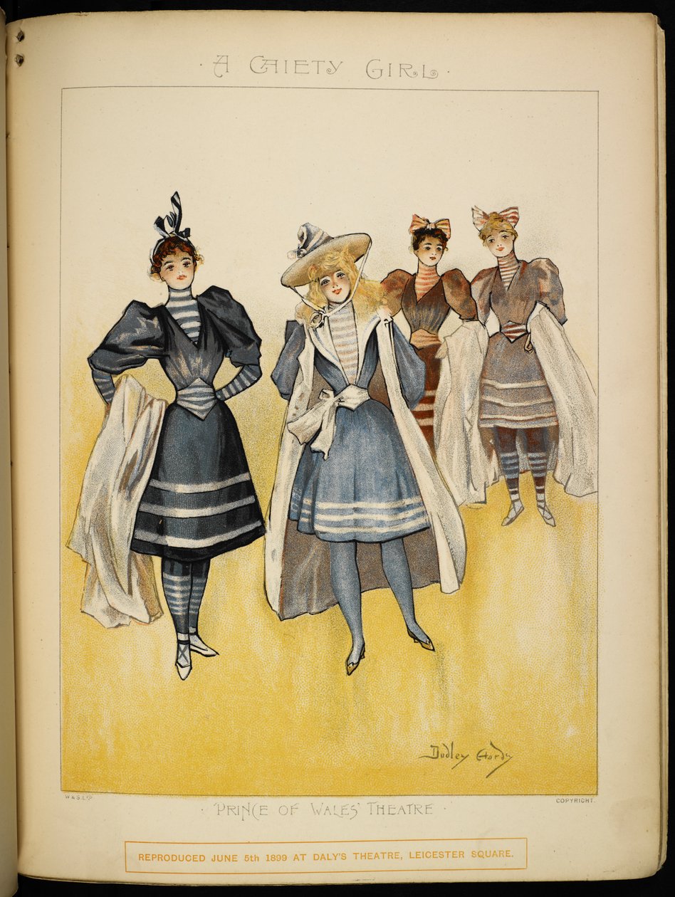 Four of the ladies, in their bathing costumes, on the beach at the Riviera. by Dudley Hardy