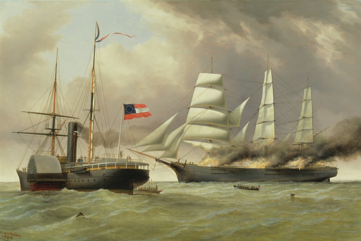 C.S.S. Nashville capturing and burning the English Merchantman 