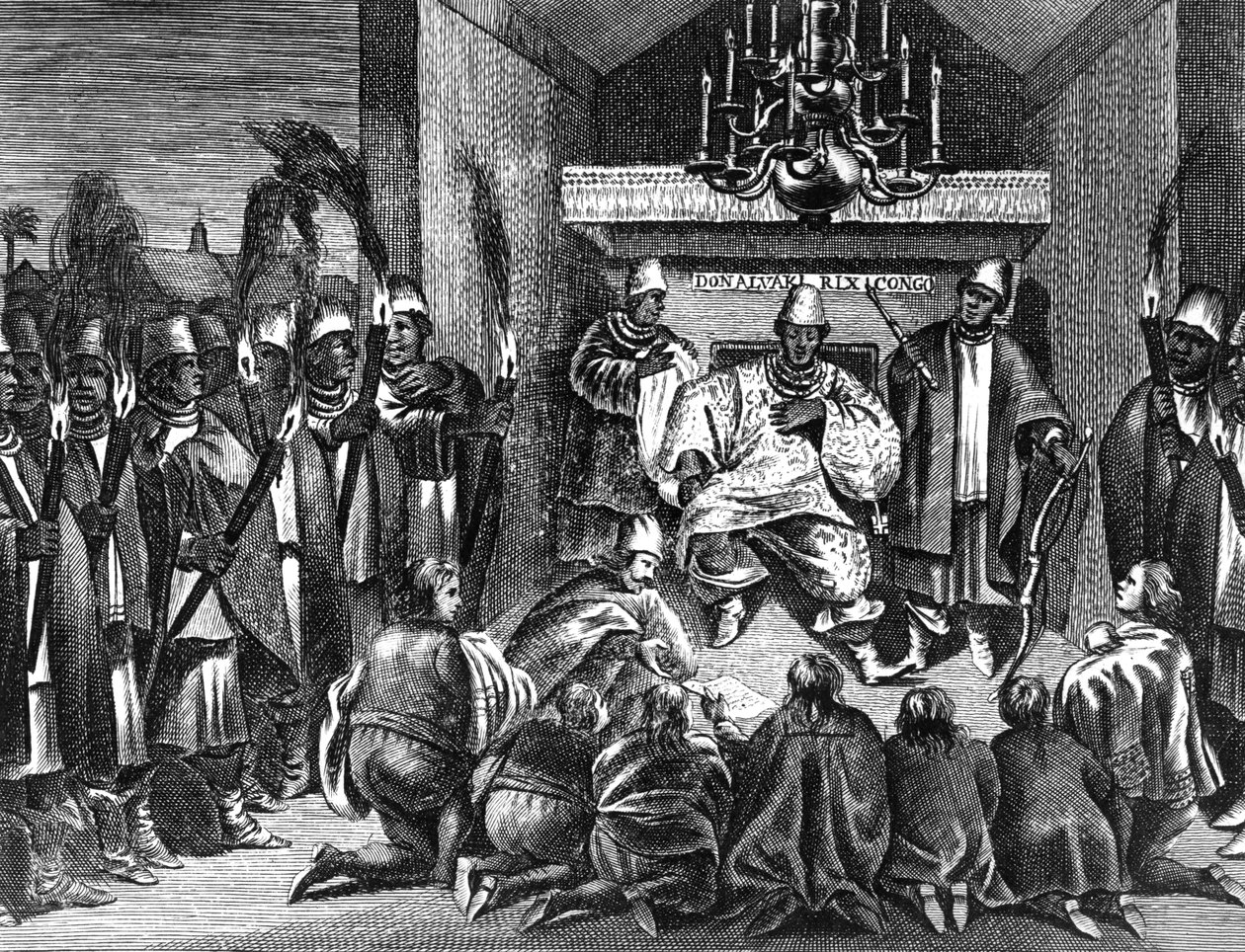 King Alvaro I of Kongo Receiving the Dutch Ambassadors, an Illustration from the 