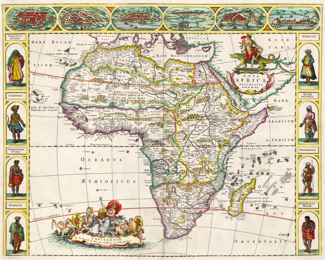 Map of Africa, from Nova Africa Descriptio, published in Amsterdam by Dutch cartographer Frederik de Wit by Dutch School