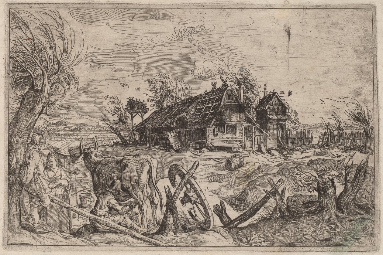 Landscape with a Farmhouse by Dutch 17th Century, formerly Jacques de Gheyn II
