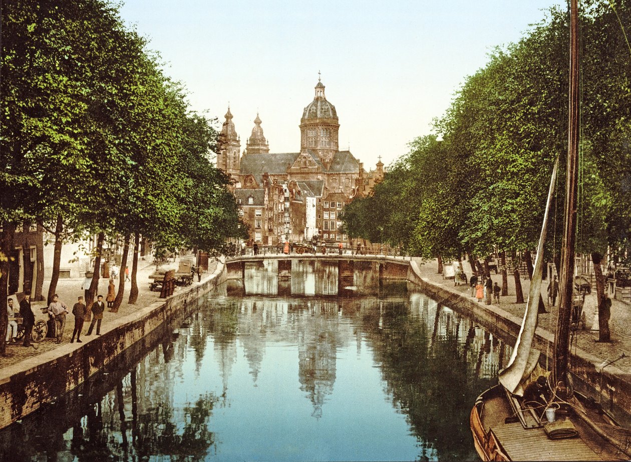 View Down Voorburgwal to Sint-Nicolaasbasiliek, Amsterdam by Dutch Photographer