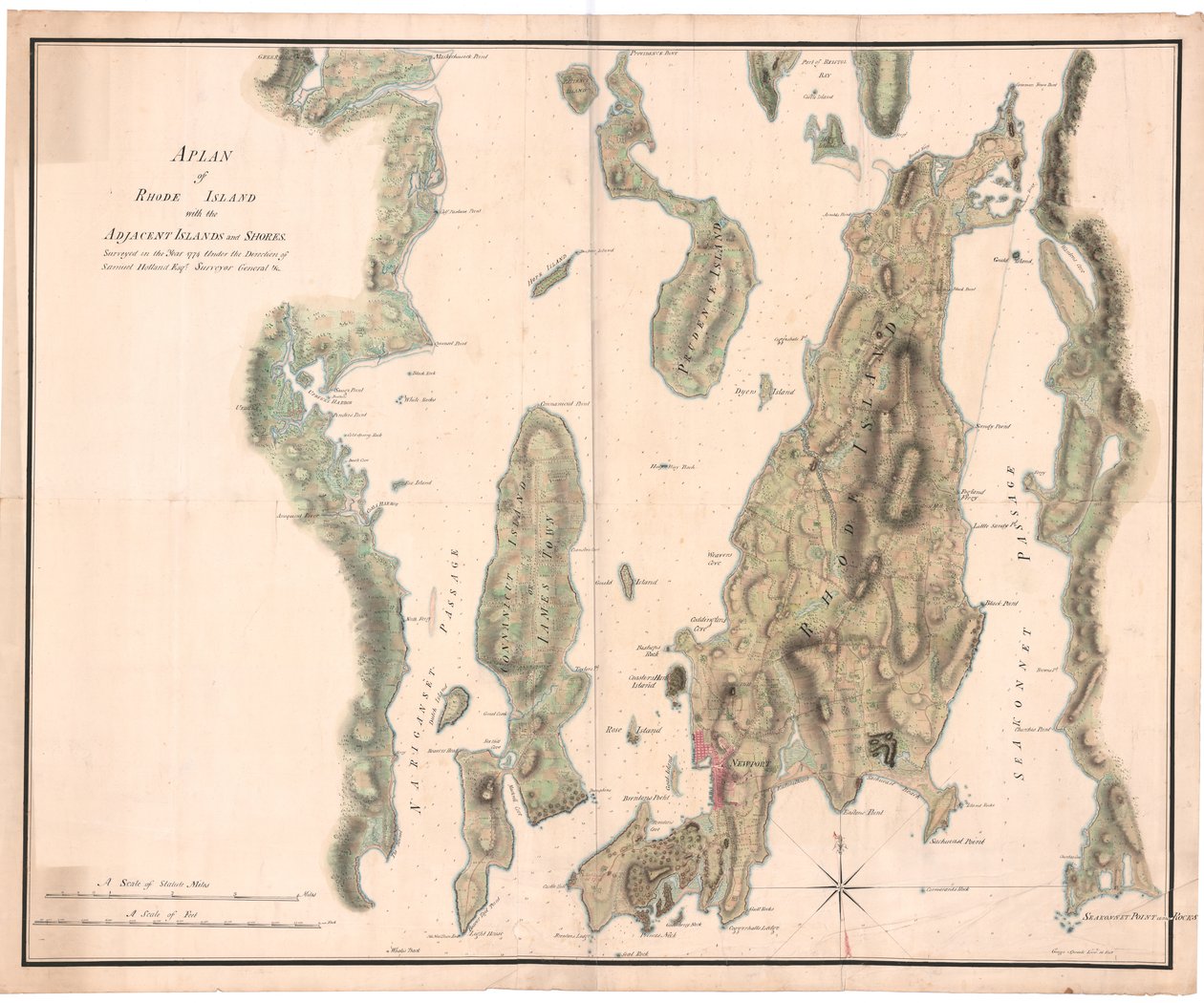 A Plan of Rhode Island by Holland by Dutch School