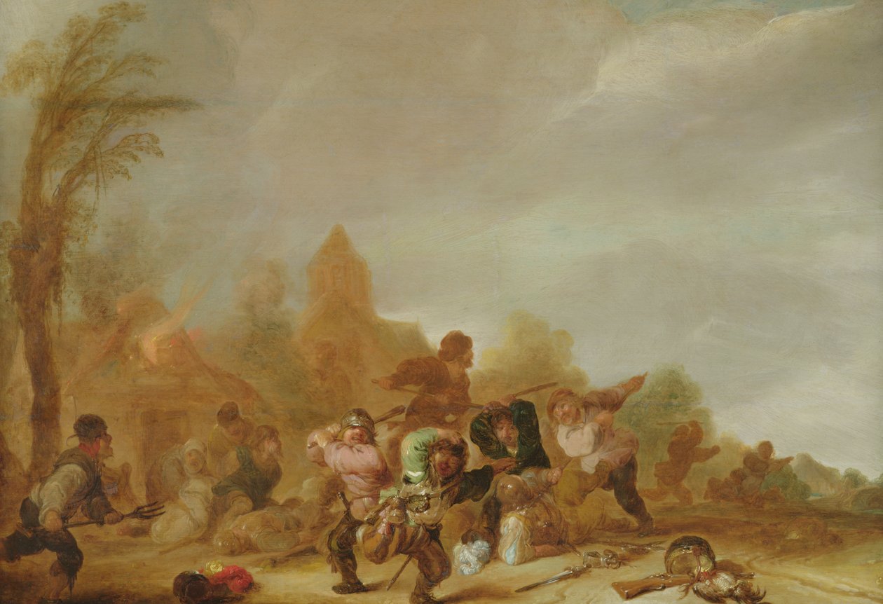 Brawl between Soldiers and Peasants by Dutch School