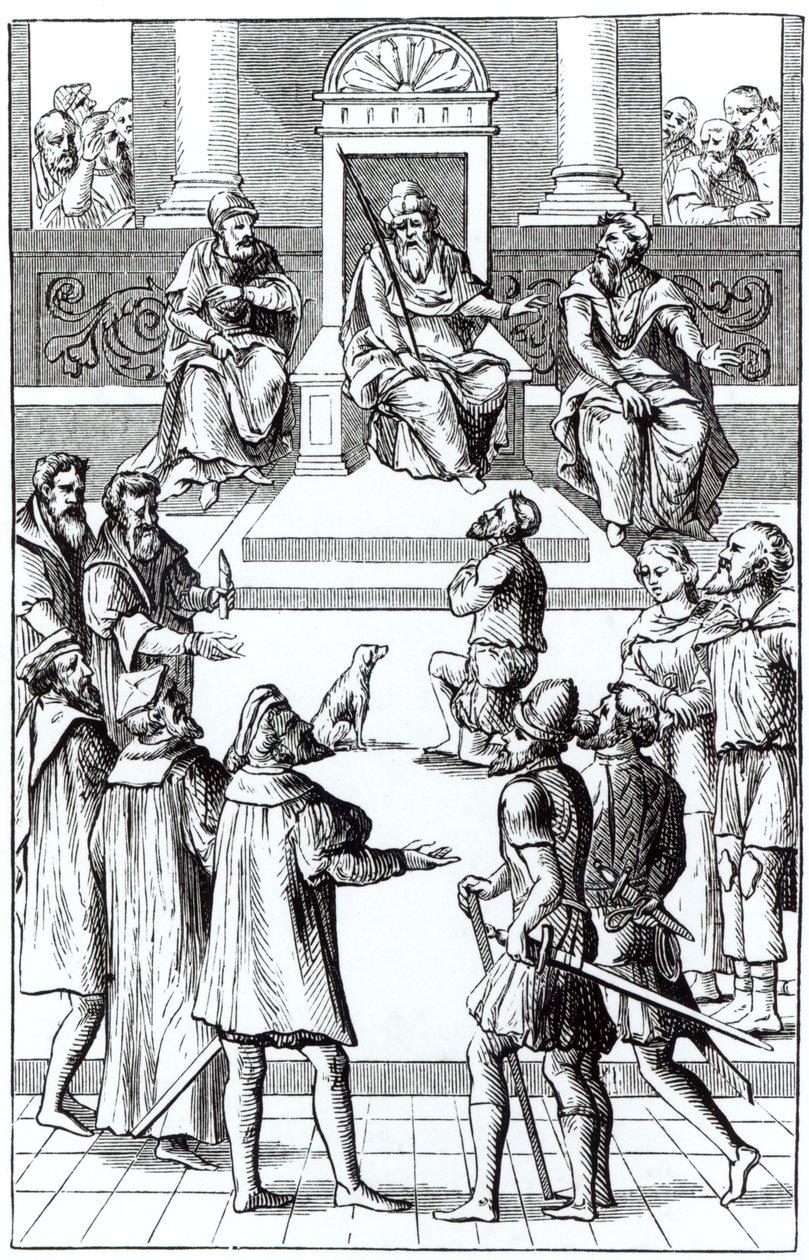 Confession for Amends Before the Tribunal, after a Woodcut in Praxis Rerum Criminalium by Joos de Damhouder (1507-81) Published Antwerp, 1556 by Dutch School
