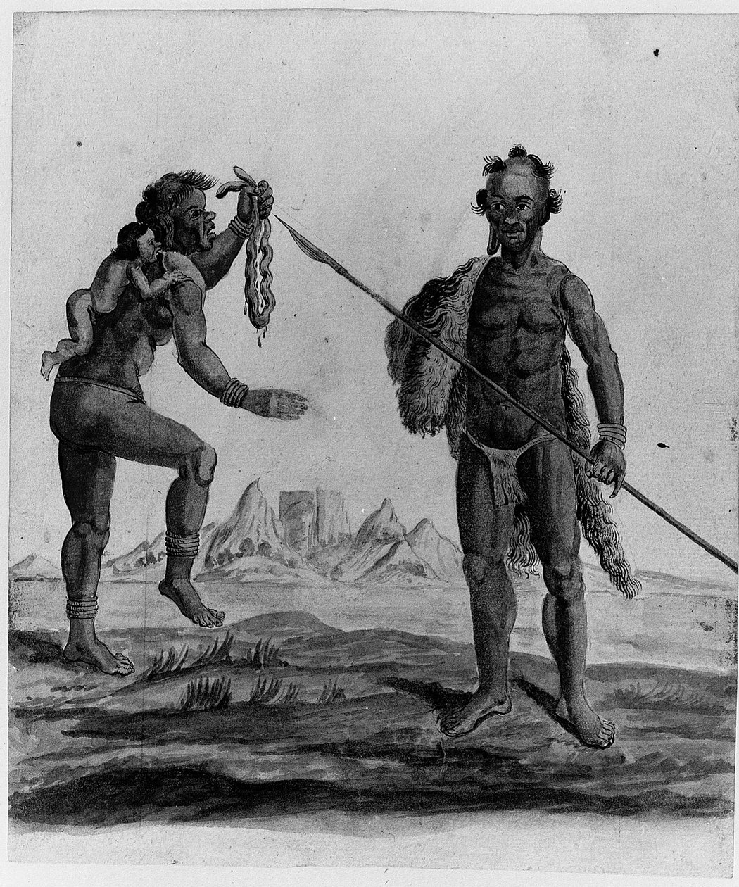 Drawing from an Album of Natives of Brazil, Africa, Persia and the East India by Dutch School