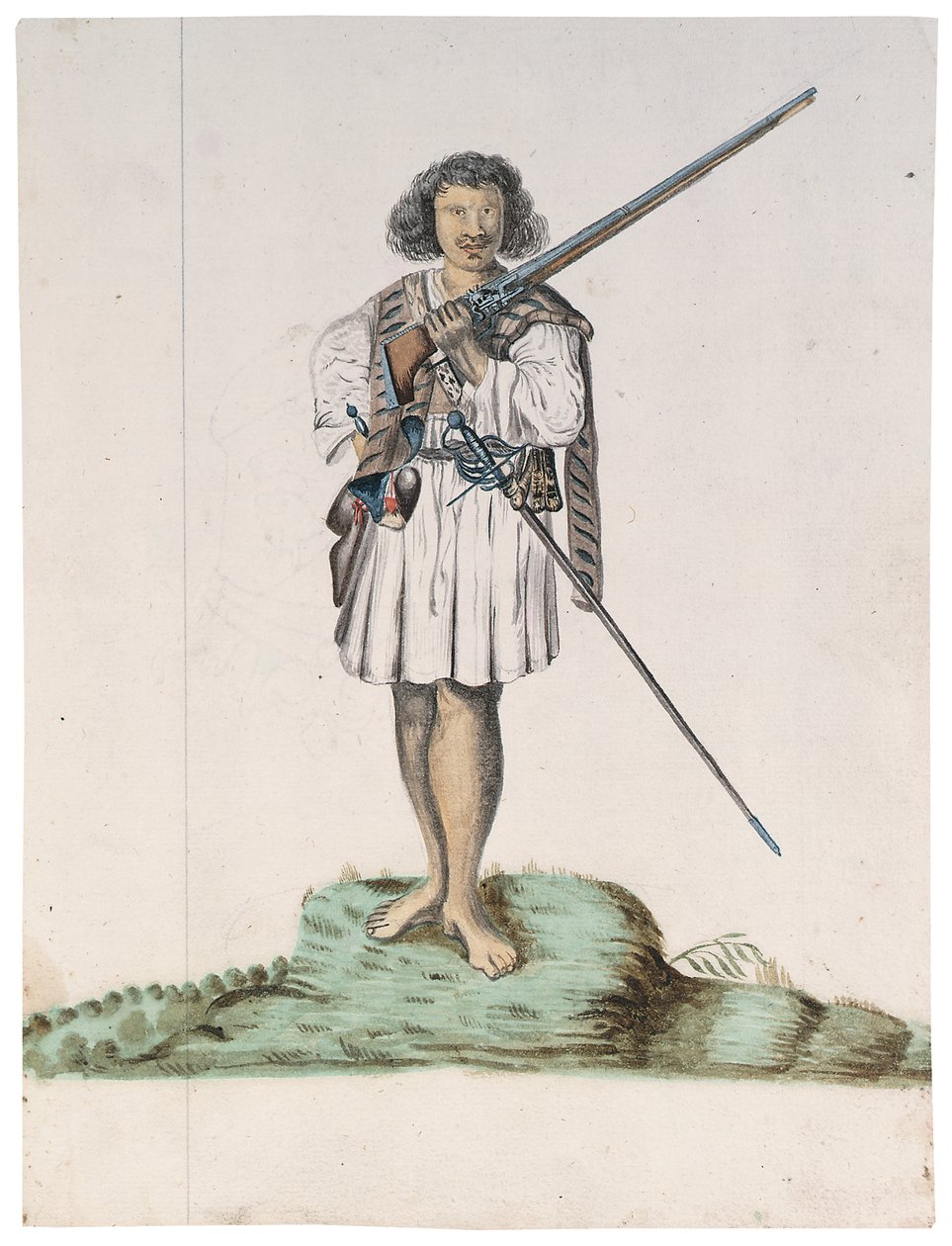Drawing from an album of natives of Brazil, Africa, Persia and the East India by Dutch School