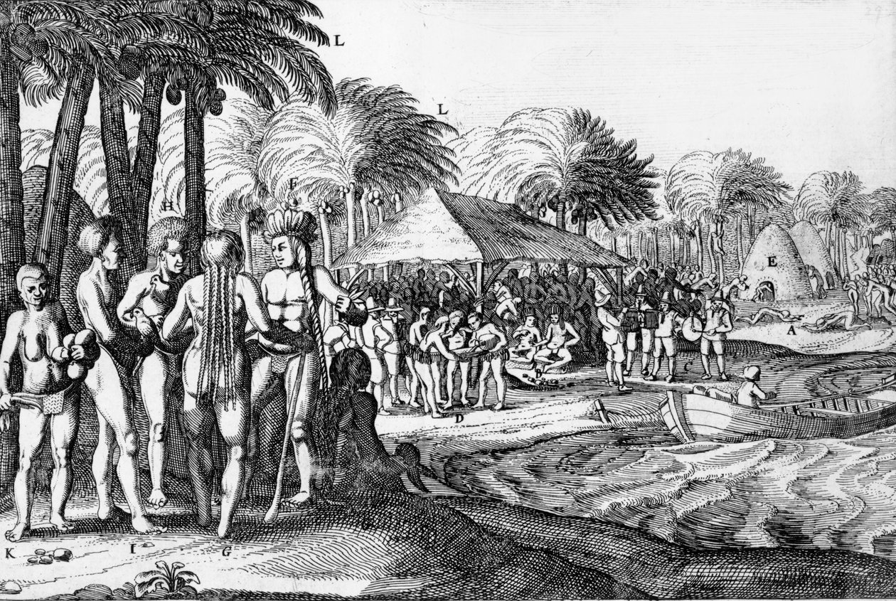 Dutch Traders Entertain Local Polynesians by Dutch School
