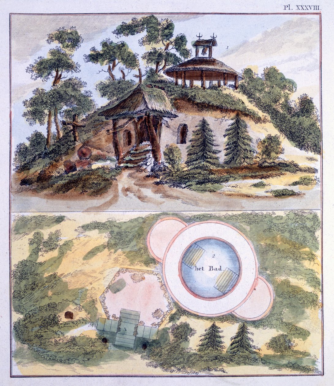 Garden decorations, from Magazine of Garden Gems by G. van Laar, published 1802 by Dutch School