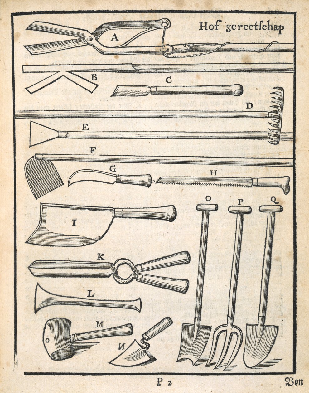 Garden tools, from The Dutch Gardener by Johann van der Groen, published 1699 by Dutch School