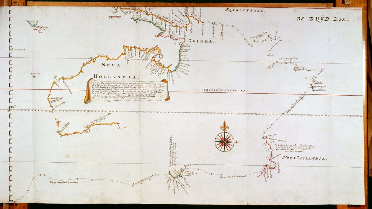 Map of New Holland, Now Australia, and of New Zealand by Dutch School