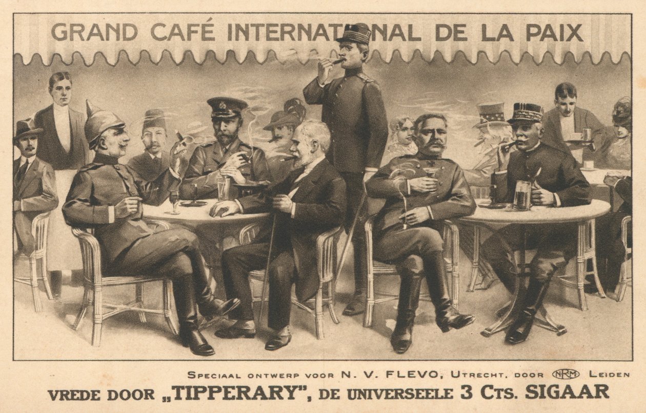 Military Men, Politicians and Policemen Sitting Outside the Grand Cafe International de la Paix by Dutch School