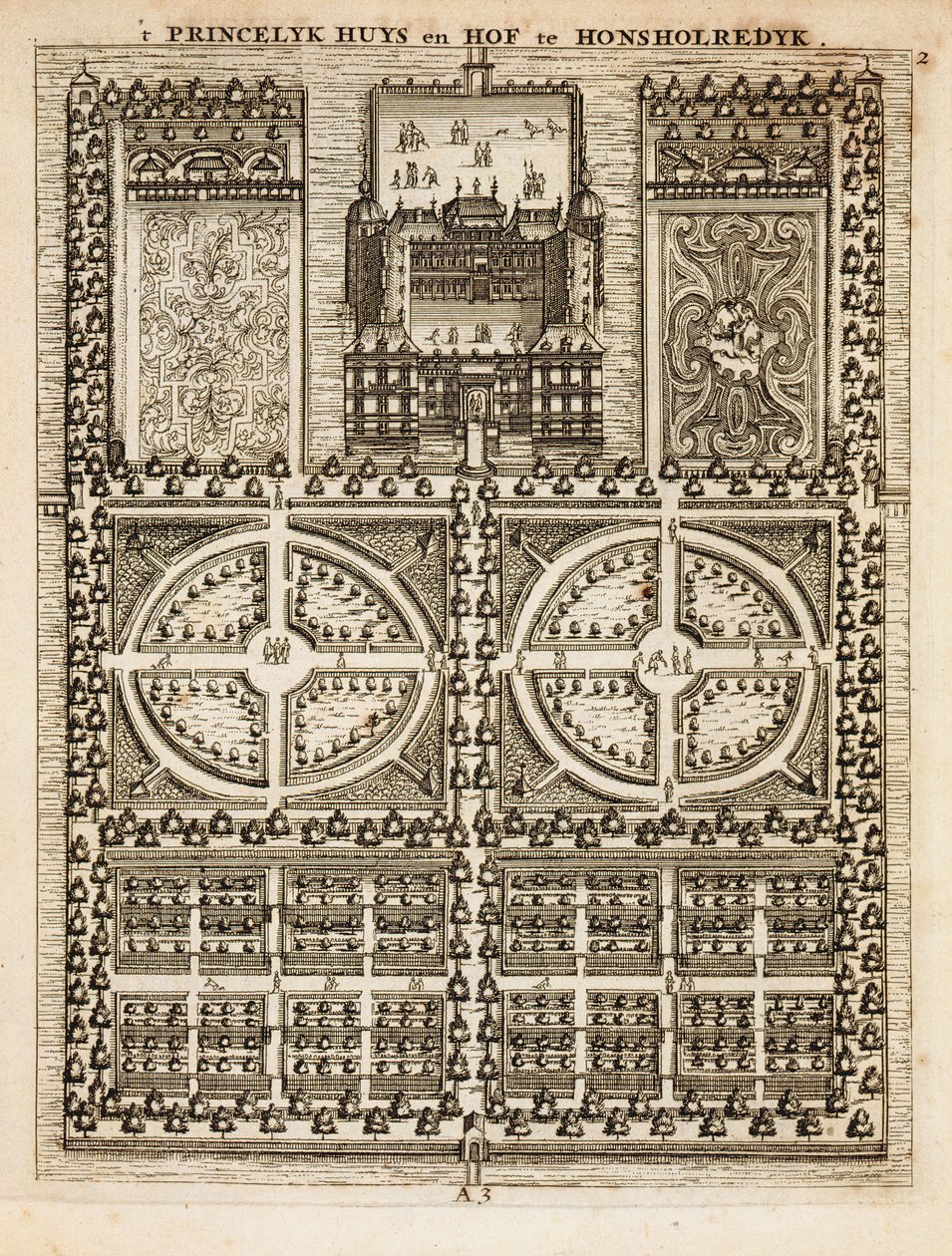 Palace of Honsholredyk, from The Dutch Gardener by Johann van der Groen, published 1699 by Dutch School