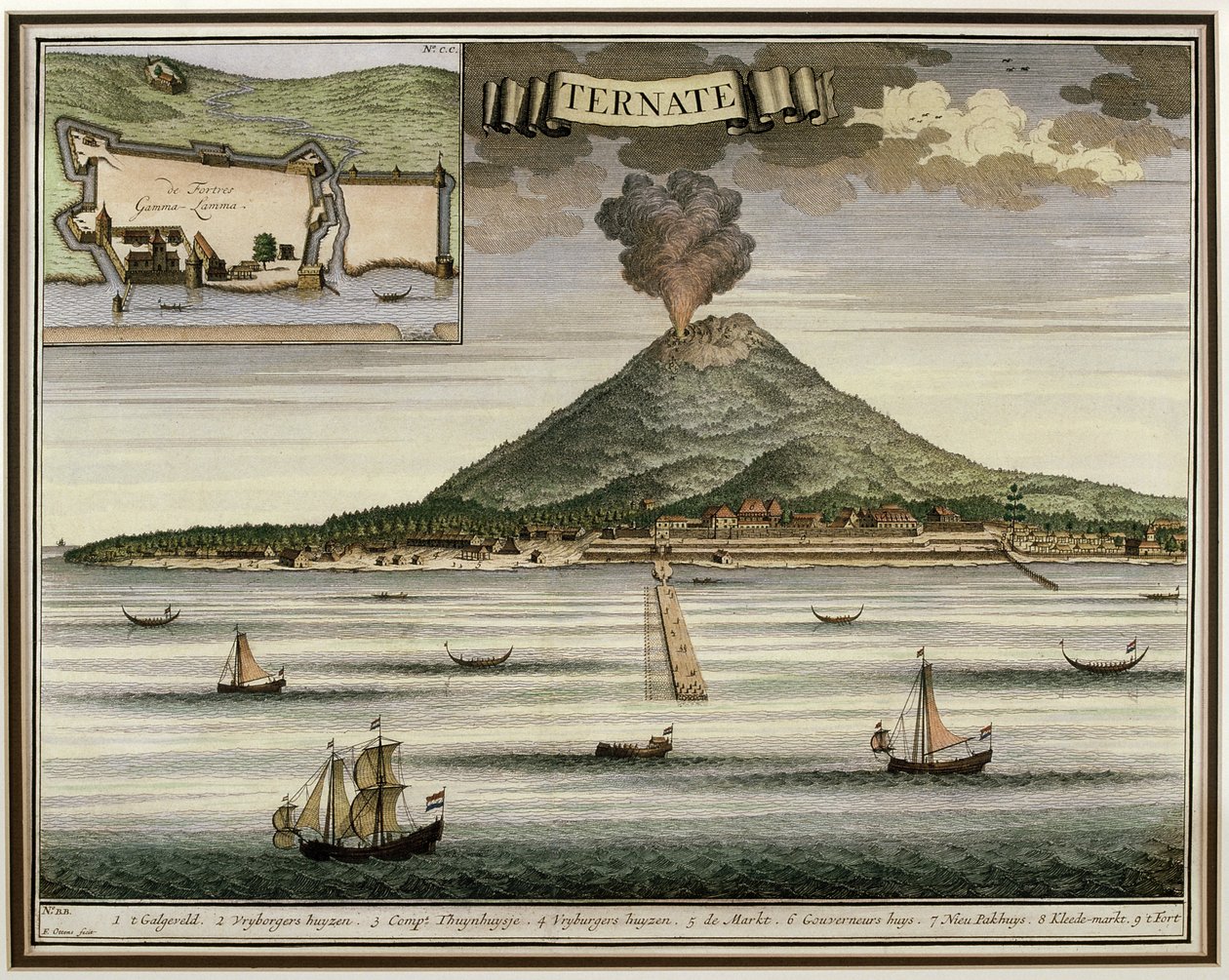 The Island of Ternate, Moluccas, Indonesia, illustration from Oud Nieuw Oost-Indien, 1724-26 by Dutch School