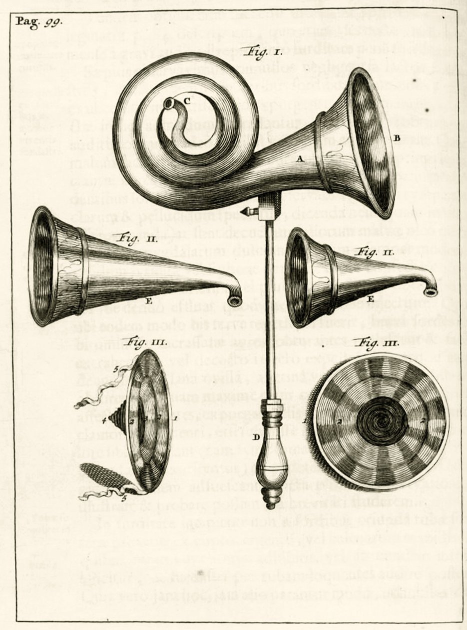Various hearing aids, from Exercitationes Practicae circa Medendi Methodum by Frederik Dekkers, 1694 by Dutch School