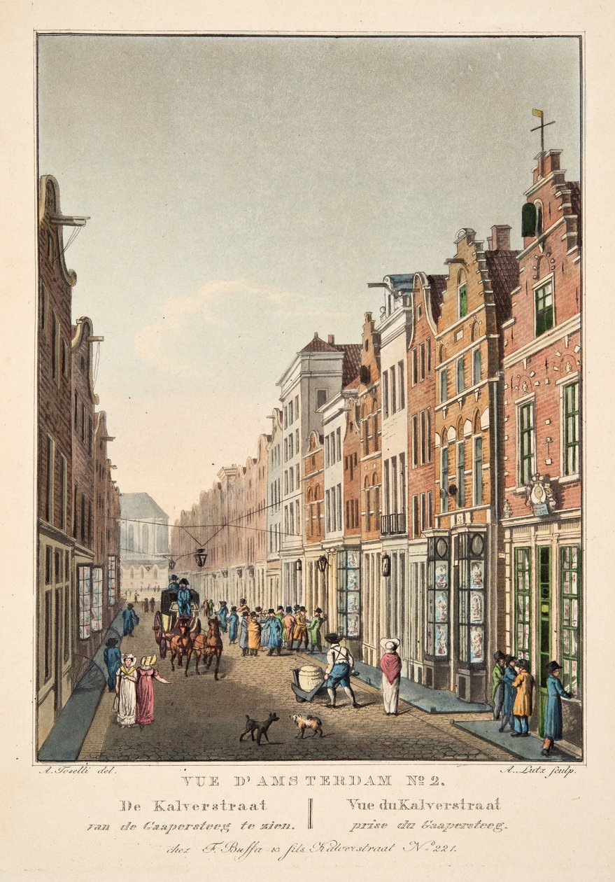 View of Amsterdam No.2. De Kalverstraat from the Gappersteeg. View of Kalverstraat from Gaapersteeg by Dutch School