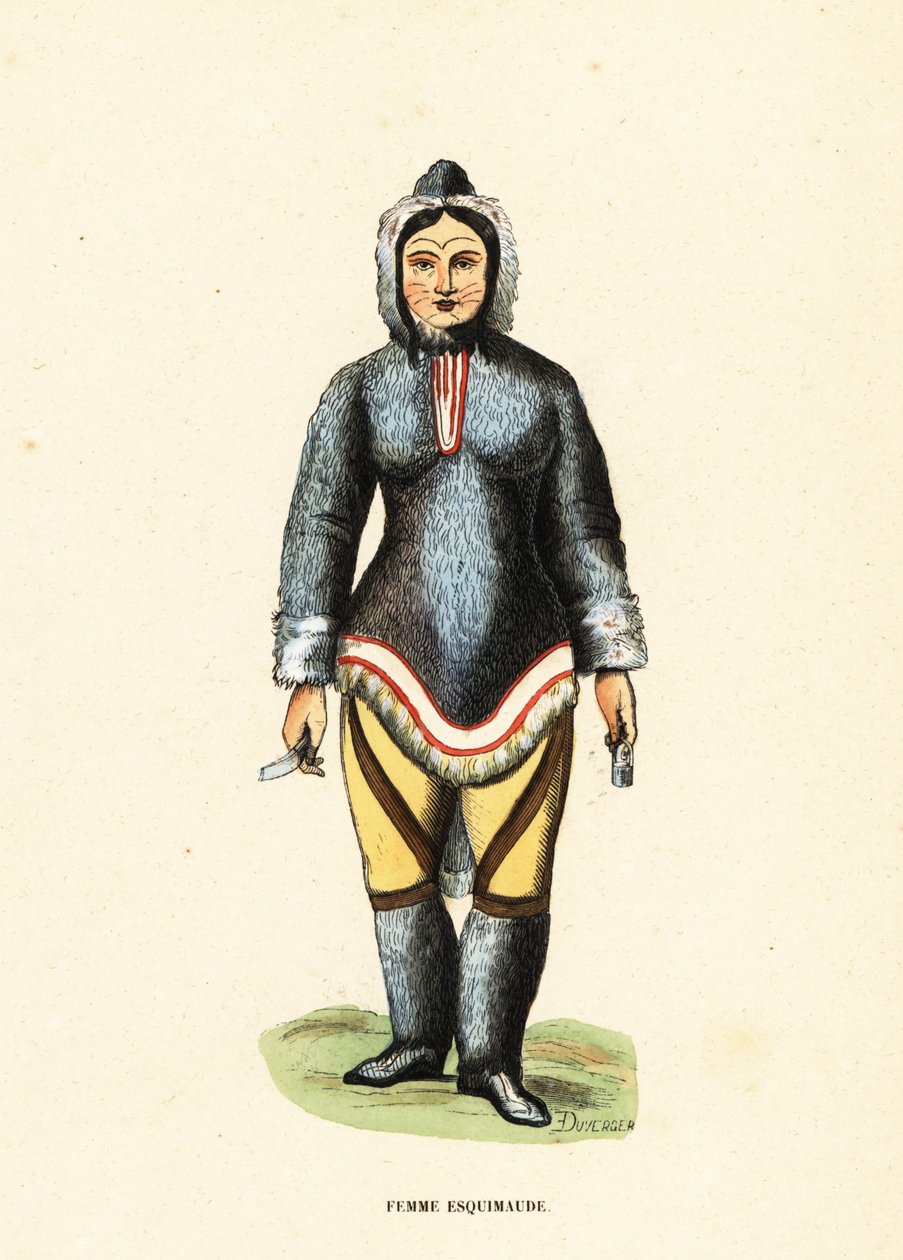 Inuit woman with facial tattoos, Mackenzie River, Yukon, Canada by Duverger Duverger