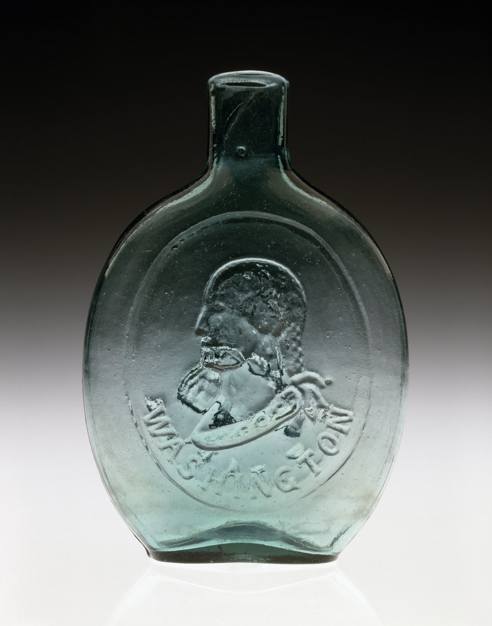 Figured Flask, c. 1847 by Dyottville Glass Works