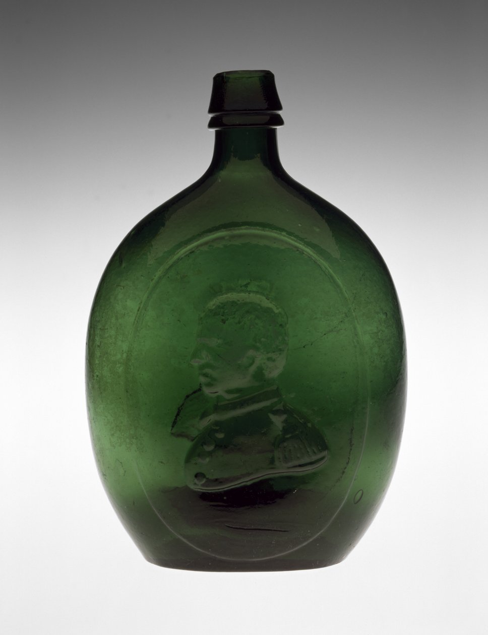 Figured Flask, c. 1847 by Dyottville Glass Works