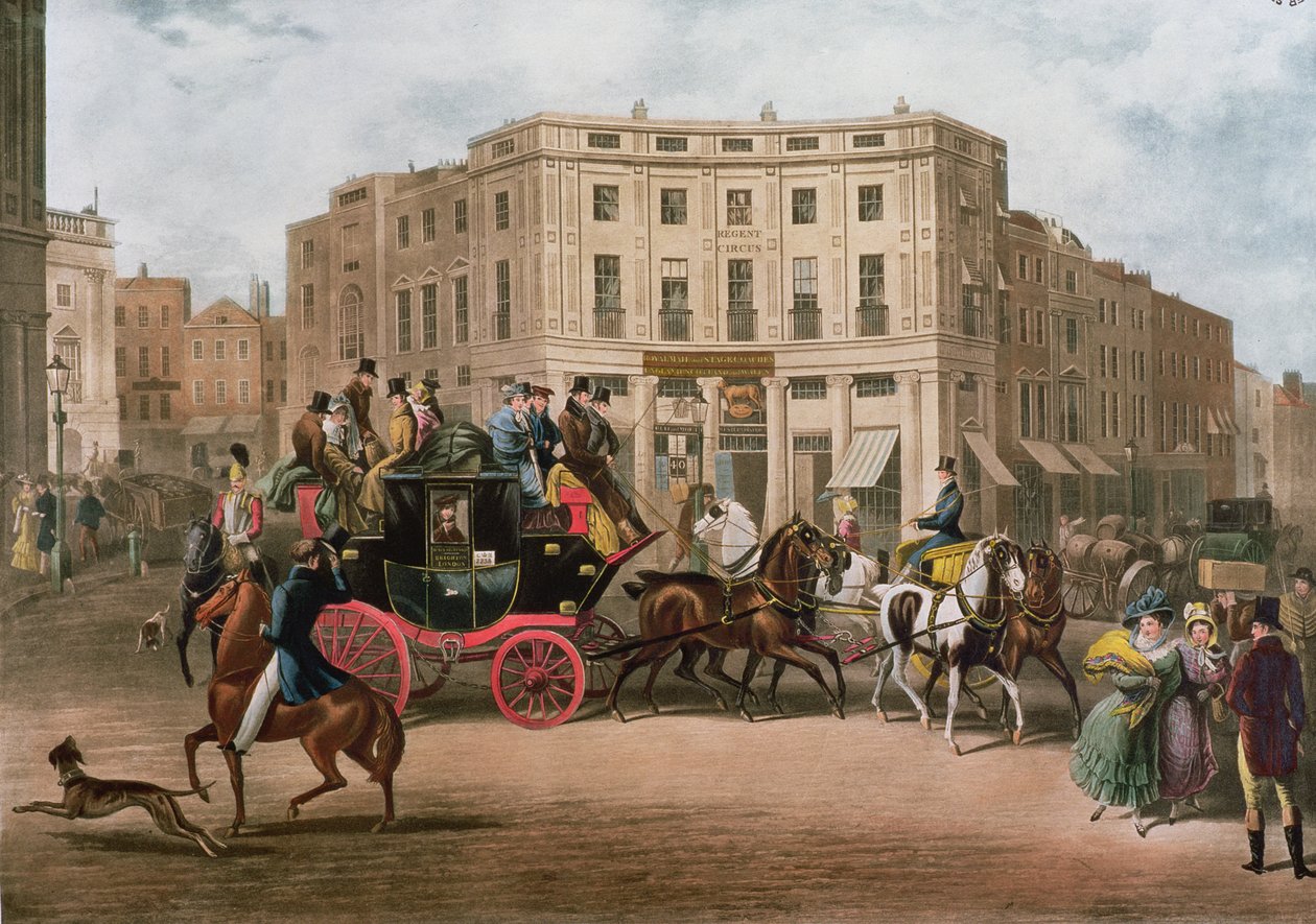 The Age, Brighton Coach at the Bull and Mouth, Regent Circus, Piccadilly by E. F. Lambert