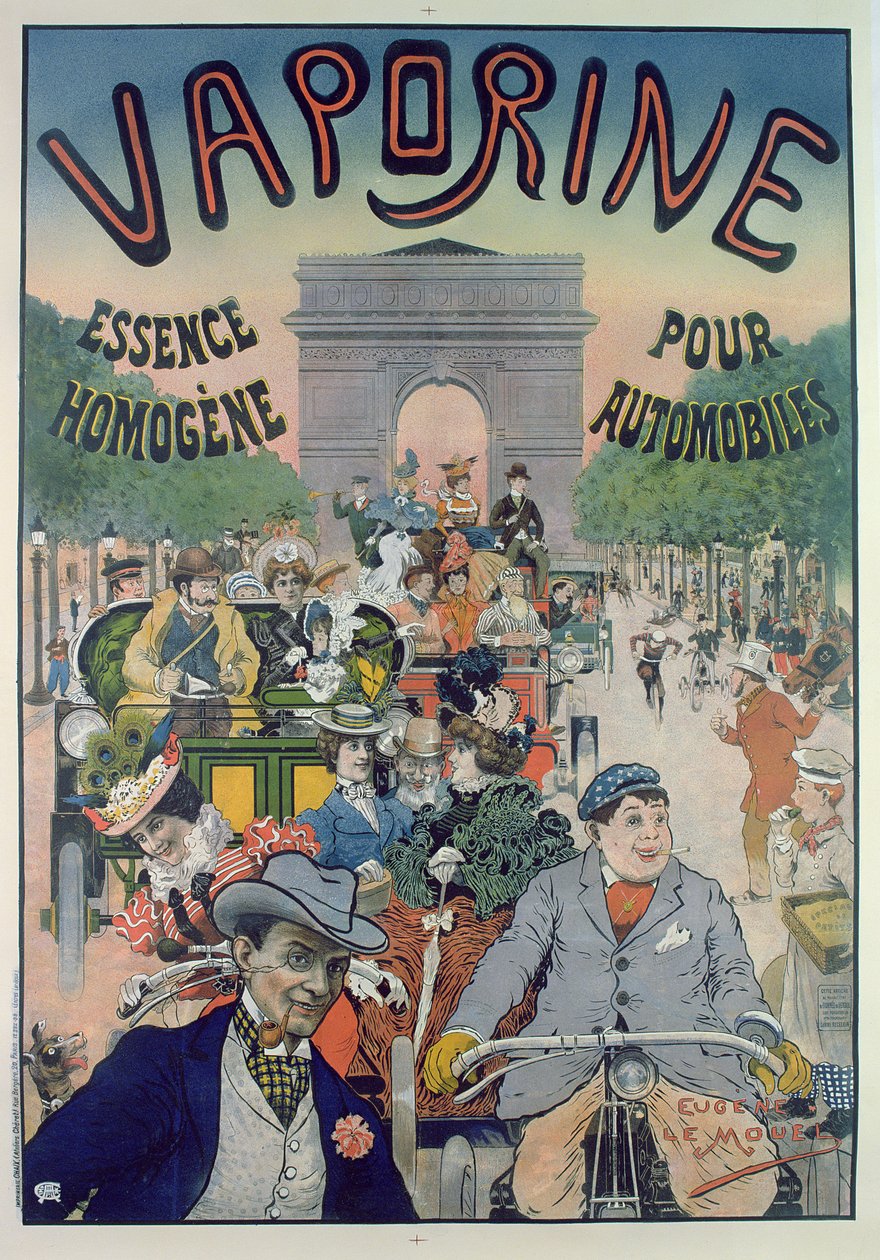 Poster advertising the petrol oil Vaporine by E. Le Mouel
