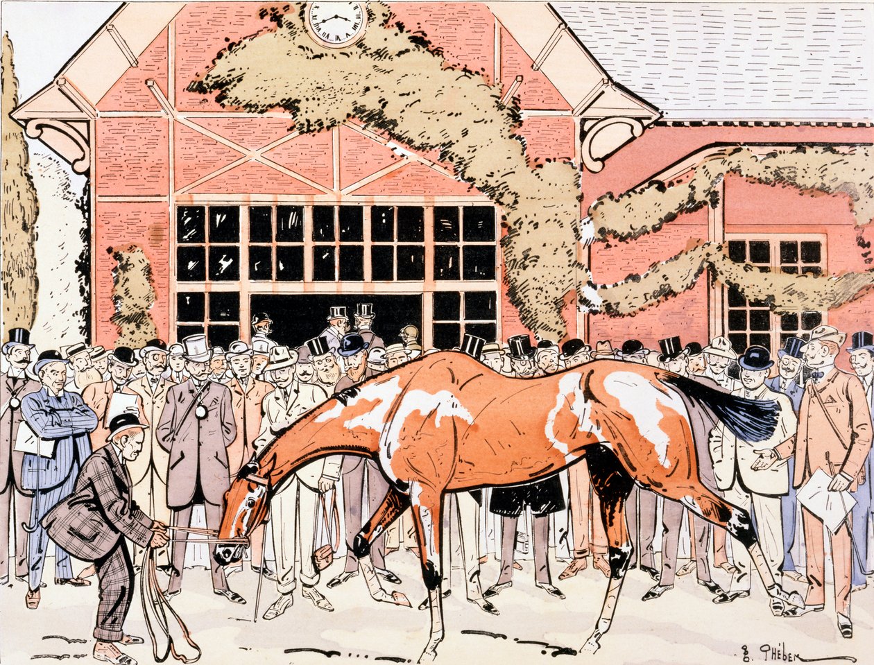 Viewing the Racehorse in the Paddock, c.1905 by E. Thelem