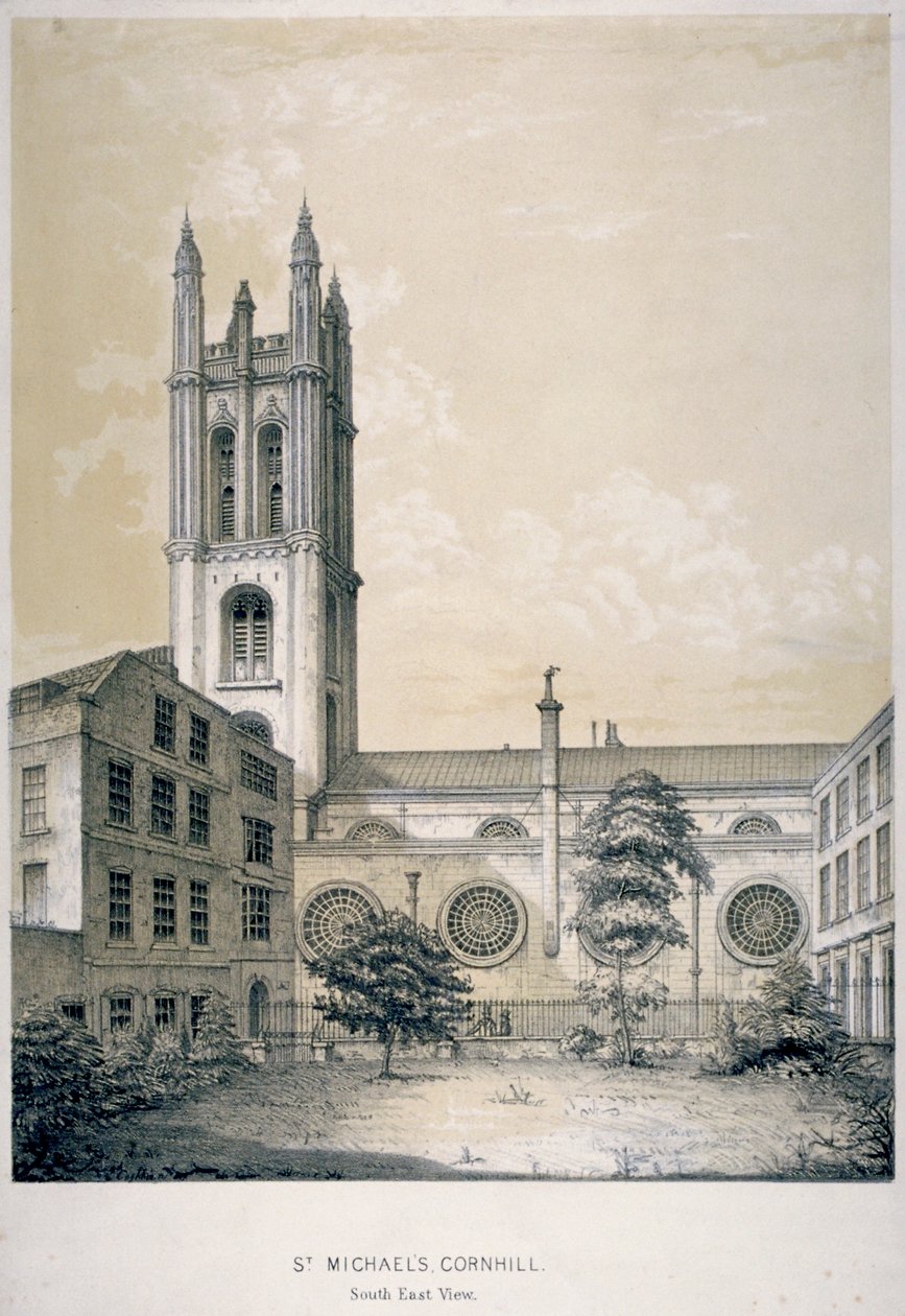 South-east view of the Church of St Michael, Cornhill, City of London by EJ Dickinson