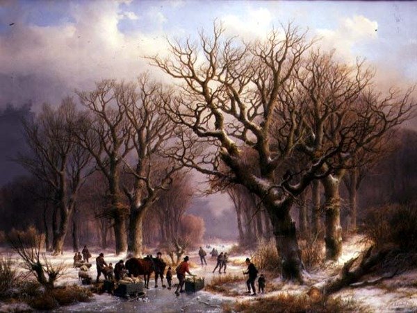 A Winter Landscape by E.J. and Klombeck J.B. Verboeckhoven