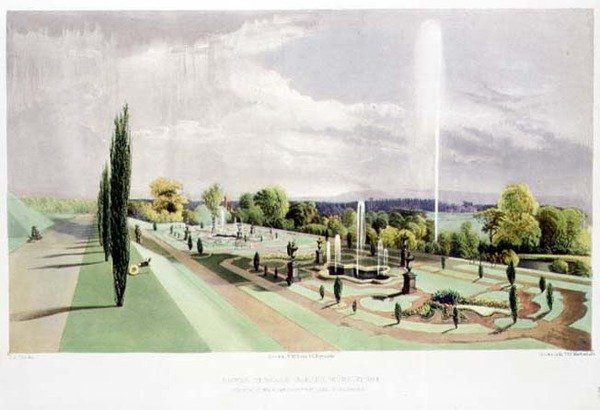 Lower Terrace Garden, Worsley Hall, Published by Thomas McLean by E. Adveno Brooke