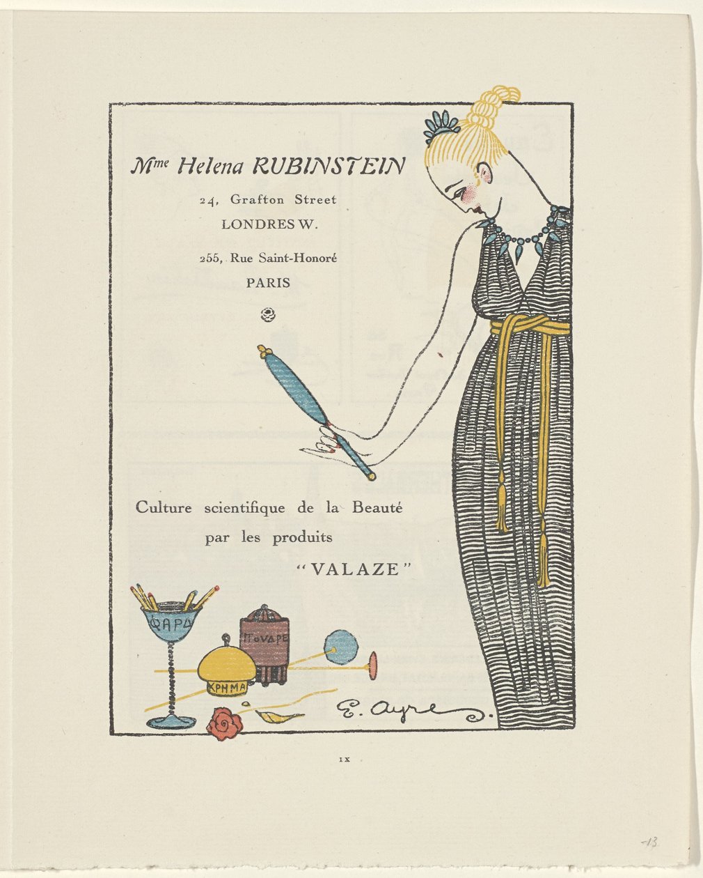 Gazette du Bon Ton, 1914 - No. 6, p. IX: Advertisement Helena Rubinstein by E. Ayres