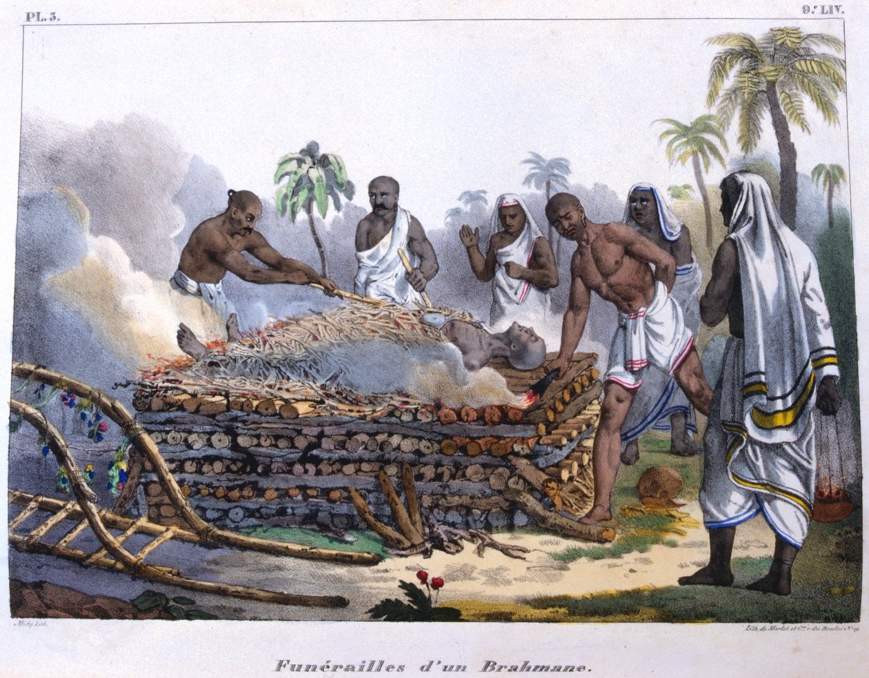 Brahmin funeral, India, mid 19th century by E Beau
