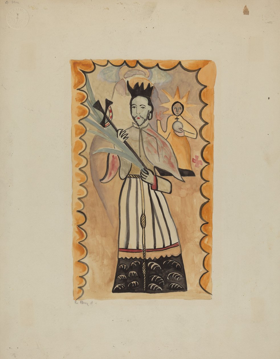 St. John Nepomucene-Painted on Buffalo Hide Prior to 1800, 1935-1942 by E. Boyd