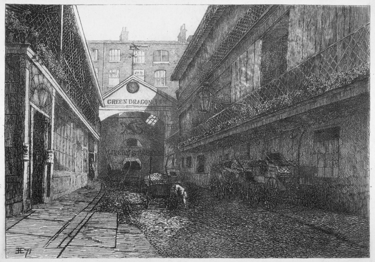 The Green Dragon Inn, Bishopsgate, City of London by E Edwards
