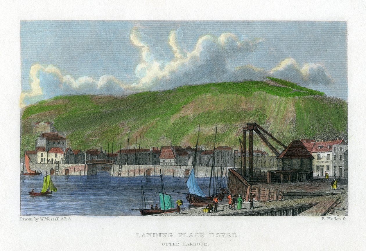 Landing place, outer harbour, Dover, Kent by E. Finden