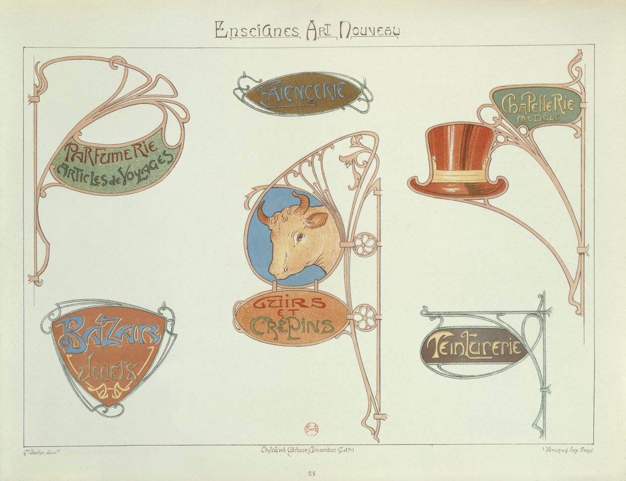 Art Nouveau Shop Signs by E. Mulier